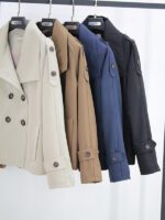 کراپ ترنچ کت یقه ایستاده - Image 2