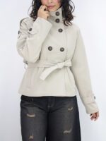 کراپ ترنچ کت یقه ایستاده - Image 4