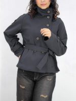 کراپ ترنچ کت یقه ایستاده - Image 5