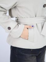 کراپ ترنچ کت یقه ایستاده - Image 9