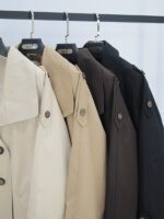 بارانی یقه ایستاده کتان ایستاده - Image 11