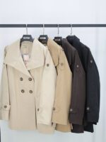 بارانی یقه ایستاده کتان ایستاده - Image 2