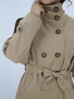 بارانی یقه ایستاده کتان ایستاده - Image 7