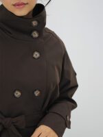 بارانی یقه ایستاده کتان ایستاده - Image 9