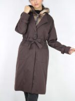 بارانی بلند دو یقه کلاه دار - Image 3