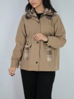 کت کتان دو یقه کلاه‌دار