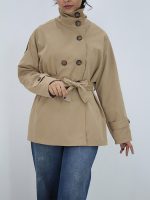 بارانی یقه ایستاده کتان | استایلو - Image 4